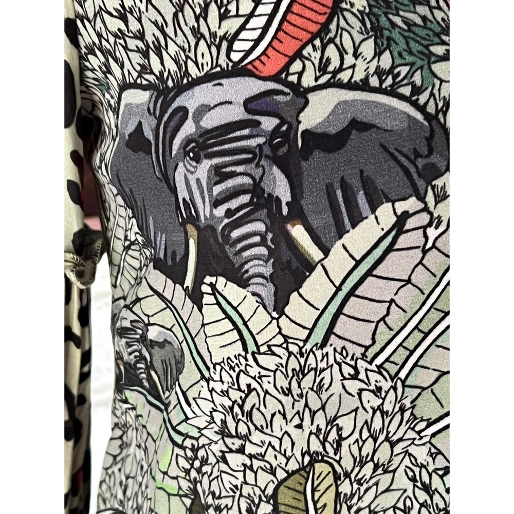 Anthropologie Sibley V-Neck Leopard Elephant Print Ruffled Blouse Top Xs View 4